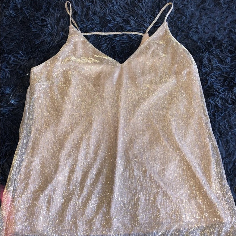 Flowy gold and sheer top